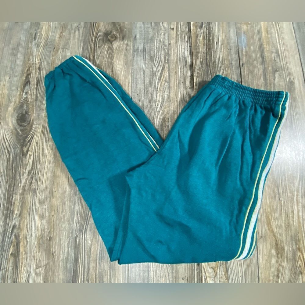 VINTAGE Finish Line Fleece Track Pants Adult M/L Cotton Acrylic Green Sweatpants